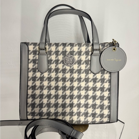 Nanette Lepore Gray and White Crossbody Bag with Houndstooth Pattern - Picture 2 of 5